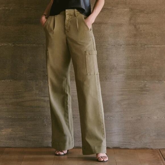 Joe's Jeans Petra Pants Army Green Cargo Side Pockets‎ Wide Leg High Rise Sz 29 - Picture 1 of 16